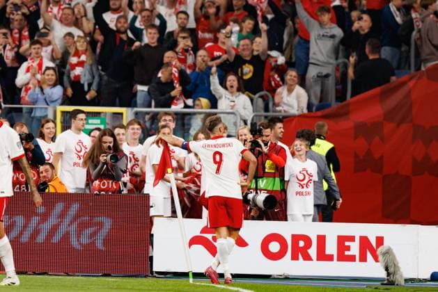 Robert Lewandowski seen celebrating after goal during World Cup 2026 European qualification game between national teams of Poland and Finland (Maciej Rogowski Ball Raw Images) Chorzow Slaski Stadium Poland Copyright: xMaciejxRogowskix maciejrogowski_poland_finland_2526-520