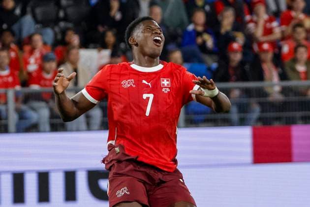 Breel Embolo Switzerland, 07 , Switzerland, FIFA, World Cup Qualification Europe, Group B , Switzerland vs Slovenia, 08 09 2025, Sankt Jakob Park, Basel, Switzerland Basel Sankt Jakob Park Canton Basel City Switzerland Copyright: xGrantxHubbsx