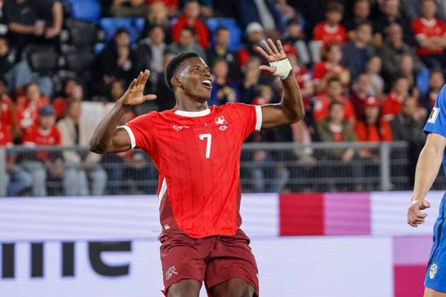 Breel Embolo Switzerland, 07 , Switzerland, FIFA, World Cup Qualification Europe, Group B , Switzerland vs Slovenia, 08 09 2025, Sankt Jakob Park, Basel, Switzerland Basel Sankt Jakob Park Canton Basel City Switzerland Copyright: xGrantxHubbsx