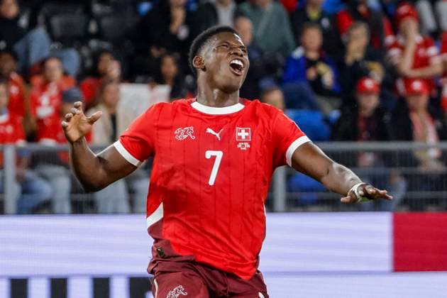 Breel Embolo Switzerland, 07 , Switzerland, FIFA, World Cup Qualification Europe, Group B , Switzerland vs Slovenia, 08 09 2025, Sankt Jakob Park, Basel, Switzerland Basel Sankt Jakob Park Canton Basel City Switzerland Copyright: xGrantxHubbsx