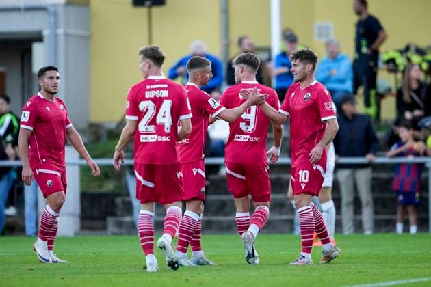 SV Sandhausen SVS players, celebrate the goal, celebrate the goal, goal, celebration, cheer, cheers about the goal, rejoicing, joy, optimistic, positive, game scene, highlight, action, 09 09 2025, Zuzenhausen Germany , football, bfv Rothaus Cup, round of 16, FC Zuzenhausen SV Sandhausen xozx