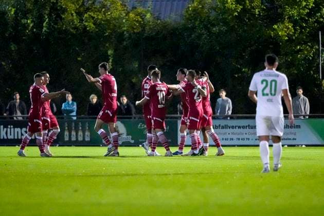 SV Sandhausen SVS players, celebrate the goal, celebrate the goal, goal, celebration, cheer, cheers about the goal, joy, joy, optimistic, positive, game scene, highlight, action, 09 09 2025, Zuzenhausen Germany, football, bfv Rothaus Cup, round of 16, FC Zuzenhausen SV Sandhausen xozx