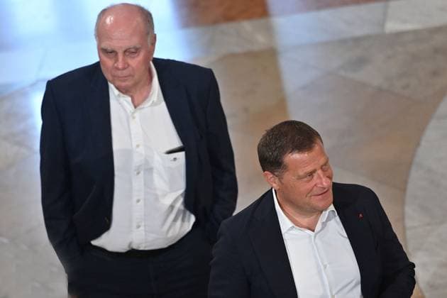 Max EBERL Sports Director FC Bayern Muenchen ,hi Uli HOENESS Höness,Honorary President Bayern Muenchen Markus SOEDER State Premier of Bavaria and CSU Chairman receives the champion teams of FC Bayern in the State Chancellery in Munich on 10 09 2025,