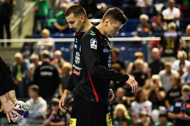 Goalkeeper Matej Mandic SC Magdeburg,12 and Goalkeeper Sergey Hernandez Ferrer SC Magdeburg,1 Handball Machineseeker Champions League Season 2025 2026 SC Magdeburg vs Paris Saint Germain at the GETEC Arena in Magdeburg Handball,Germany,10 09 2025
