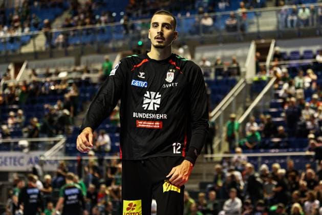 Goalkeeper Matej Mandic SC Magdeburg,12 Handball Machineseeker Champions League Season 2025 2026 SC Magdeburg vs Paris Saint Germain at the GETEC Arena in Magdeburg Handball,Germany,10 09 2025