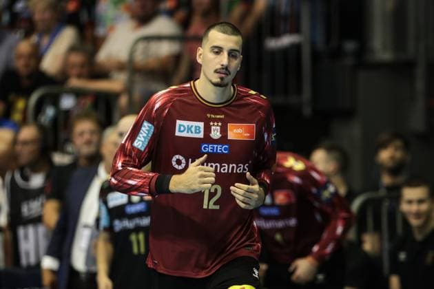 Goalkeeper Matej Mandic SC Magdeburg,12 Handball Machineseeker Champions League Season 2025 2026 SC Magdeburg vs Paris Saint Germain at the GETEC Arena in Magdeburg single picture,action,handball,Germany,10 09 2025