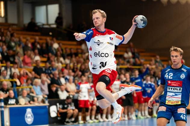 Sascha Pfattheicher HBW Balingen Weilstetten, 30 on throw, free throw, GER, VfL Luebeck Schwartau vs HBW Balingen Weilstetten, Handball, 2 Bundesliga, Matchday 3, Season 2025 2026, 13 09 2025 GER, VfL Luebeck Schwartau vs HBW Balingen Weilstetten, Handball, 2 Bundesliga, Matchday 3, Season 2025 2026, 13 09 2025 Luebeck Copyright: xEibner-Pressefoto MaxxVincenx EP_MVN