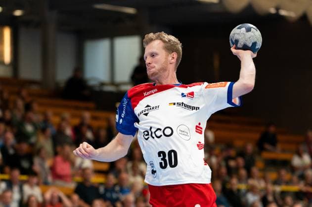 Sascha Pfattheicher HBW Balingen Weilstetten, 30 on throw, single image, single photo, portrait, portrait, cropped, GER, VfL Luebeck Schwartau vs HBW Balingen Weilstetten, Handball, 2 Bundesliga, Matchday 3, Season 2025 2026, 13 09 2025 GER, VfL Luebeck Schwartau vs HBW Balingen Weilstetten, Handball, 2 Bundesliga, Matchday 3, Season 2025 2026, 13 09 2025 Luebeck Copyright: xEibner-Pressefoto MaxxVincenx EP_MVN