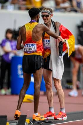 Amanal Petros GERMANY, Hannover 96, Marathon Men and Richard Ringer GERMANY, LC Rehlingen, Marathon Men JPN, Leichtathletik, Athletics, World Athletics Championships Tokyo 25, Leichtathletik Weltmeisterschaften, 15 09 2025, JPN, Leichtathletik, Athletics, World Athletics Championships Tokyo 25, Leichtathletik Weltmeisterschaften, 15 09 2025, Tokyo Copyright: xJanxPapenfussx EP_JPS