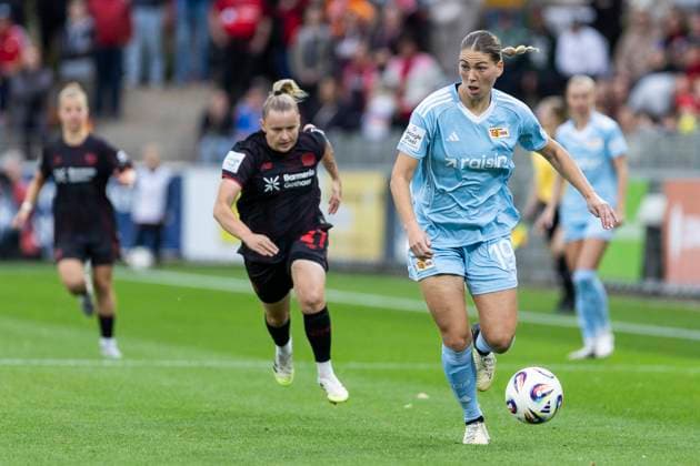 Google Pixel Women Bundesliga Bayer 04 Leverkusen Union Berlin 15 09 2025 Samantha Steuerwald Union Berlin, 19 on matchday 2 of the Google Pixel Women Bundesliga in the match Bayer 04 Leverkusen vs Union Berlin on 15 09 2025 at Ulrich Haberland Stadion in Leverkusen Copyright: xBEAUTIFULxSPORTS Meuselx