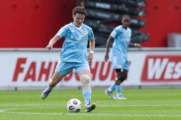 Google Pixel Women Bundesliga Bayer 04 Leverkusen Union Berlin 15 09 2025 Tomke Schneider Union Berlin, 2 on matchday 2 of the Google Pixel Women Bundesliga in the game Bayer 04 Leverkusen vs Union Berlin on 15 09 2025 at Ulrich Haberland Stadium in Leverkusen Copyright: xBEAUTIFULxSPORTS Meuselx