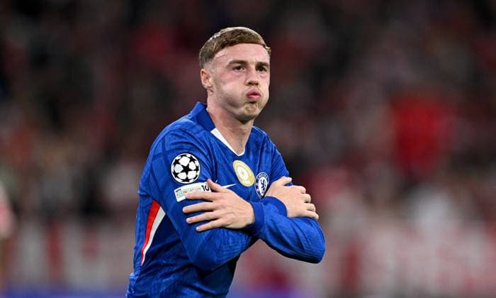 FOOTBALL CHAMPIONS LEAGUE SEASON 2025 2026 Preliminary Round 1 Matchday 17 09 2025 FC Bayern Munich FC Chelsea London Cheers after the goal for 2 1 Cole Palmer Chelsea FC
