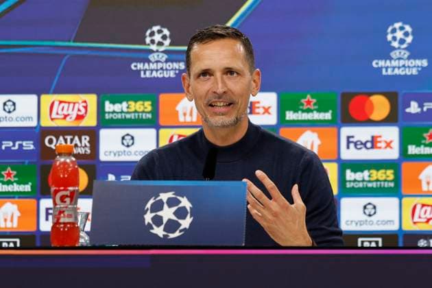 Dino Toppmöller, Toppmoller Eintracht Frankfurt, Coach at the press conference , Germany, Football, UEFA Champions League, Matchday 1, 2025 2026, Eintracht Frankfurt vs Galatasaray SK, 18 09 2025, Deutsche Bank Park, Frankfurt am Main, Germany Frankfurt am Main Deutsche Bank Park Hessen Germany Copyright: xGrantxHubbsx