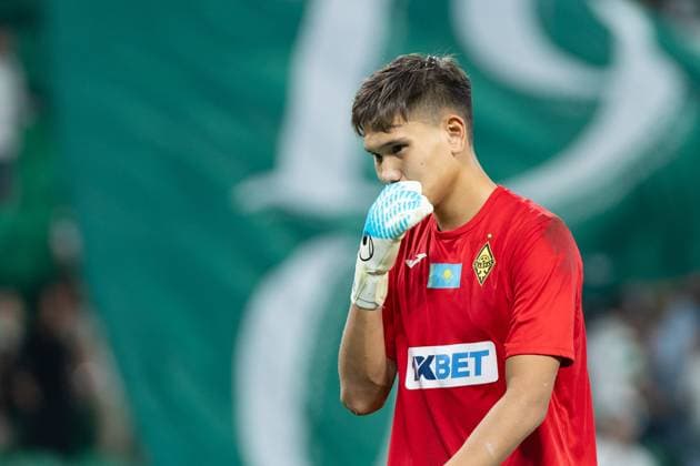 September 18, 2025, Lisbon, Lisbon, Portugal: Kairat goalkeeper from Kazakhstan SHERKHAN KALMURZA (82) in action during the game for the Matchday 1 of Group Phase for the UEFA Champions League between Sporting and Kairat at Estadio Jose de Alvalade Lisbon Portugal - ZUMAs359 20250918_zsp_s359_068 Copyright: xAlexandrexdexSousax