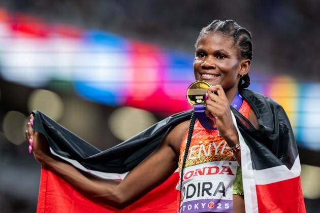 250921 Lilian Odira of Kenya celebrates winning gold in women™s 800 meters final during day 9 of the 2025 World Athletics Championships on September 21, 2025 in Tokyo Photo Vegard Grott BILDBYRAN kod VG JM0738 bbeng friidrott athletics friidrett 2025 world athletics championships world athletics championships tokyo 25 friidrotts vm friidretts vm vm jubel  Copyright: VEGARDxGRoTT BB250921VG044