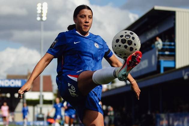 Sam Kerr (20 Chelsea) in action during the FA Womens Super League game between Chelsea and Leicester City at Kingsmeadow in London, England. Copyright: xLiamxAsman SPPx Sportspressphoto_SPR29753