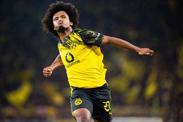 21 09 2025 Soccer, 2025 2026, 1 Bundesliga, Matchday 4, Borussia Dortmund VfL Wolfsburg Karim Adeyemi Dortmund cheers after his goal for 1 0 DFL REGULATIONS PROHIBIT ANY USE OF PHOTOGRAPHS AS IMAGE SEQUENCES AND OR QUASI VIDEO