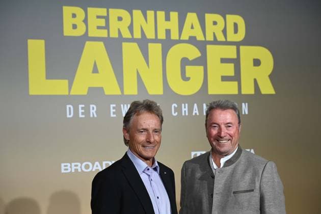 f l Bernhard LANGER, golf pro, Erwin LANGER, brother of Bernhard Langer, red carpet, red carpet show, arrival, movie premiere movie premiere BERNHARD LANGER Der Ewige Champion on 23 09 2025 at the Cinedom cinema in Cologne, Â