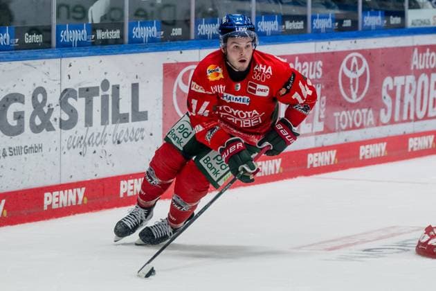 Donald D J Busdeker Augsburger Panther, 14 GER, Augsburger Panther vs Koelner Haie, Ice Hockey, DEL, Matchday 5, Season 2025 2026, 26 09 2025 GER, Augsburger Panther vs Koelner Haie, Ice Hockey, DEL, Matchday 5, Season 2025 2026, 26 09 2025 Augsburg Copyright: xEibner-Pressefoto FranzxFeinerx EP_HFR