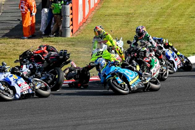 MOTO - MOTO GP - GRAND PRIX OF JAPAN 2025 12 VINALES Maverick (spa), Red Bull KTM Tech 3, KTM RC16 01 MARTIN Jorge (spa), Aprilia Racing Team Gresini, Aprilia RS-GP 2025,, action accident, crash sprint race during the 2025 MotoGP Motul Grand Prix of Japan on the Twin Ring Motegi Circuit from September 26 to 28, At Motegi, Japan - MotegiJapan  Copyright: xGIGIxSOLDANOx