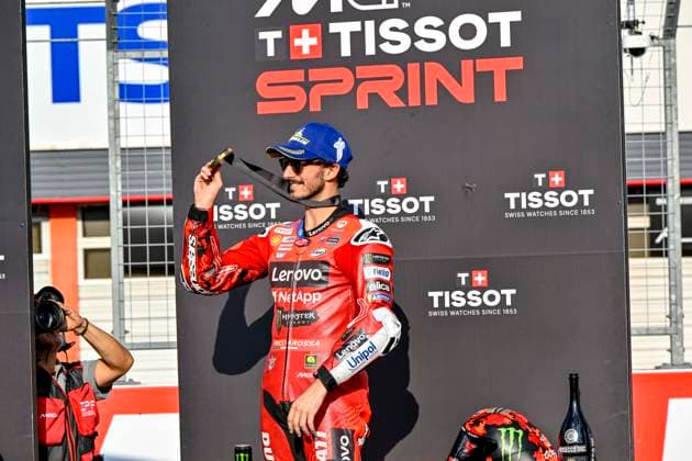MOTO - MOTO GP - GRAND PRIX OF JAPAN 2025 BAGNAIA Francesco (ita), Ducati Lenovo Team, Ducati Desmosedici GP25, portrait celebrates his victory of the Sprint race during the 2025 MotoGP Motul Grand Prix of Japan on the Twin Ring Motegi Circuit from September 26 to 28, At Motegi, Japan - MotegiJapan Copyright: xGIGIxSOLDANOx