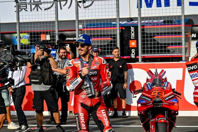 MOTO - MOTO GP - GRAND PRIX OF JAPAN 2025 BAGNAIA Francesco (ita), Ducati Lenovo Team, Ducati Desmosedici GP25, portrait celebrates his victory of the Sprint race during the 2025 MotoGP Motul Grand Prix of Japan on the Twin Ring Motegi Circuit from September 26 to 28, At Motegi, Japan - MotegiJapan Copyright: xGIGIxSOLDANOx
