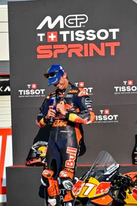 MOTO - MOTO GP - GRAND PRIX OF JAPAN 2025 ACOSTA Pedro (spa), Red Bull KTM Factory Racing, KTM RC16, portrait celebrates his third place of the sprint race during the 2025 MotoGP Motul Grand Prix of Japan on the Twin Ring Motegi Circuit from September 26 to 28, At Motegi, Japan - MotegiJapan Copyright: xGIGIxSOLDANOx