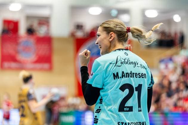 28 09 2025, GER, Handball, Women, Season 2025 2026, DHB Pokal 2 Runde Achtelfinale, Thueringer HC Buxtehuder SV Marie Andresen Buxtehuder SV 99947 Bad Langensalza Salza Halle Sporthalle Mehrz Thüringen Germany