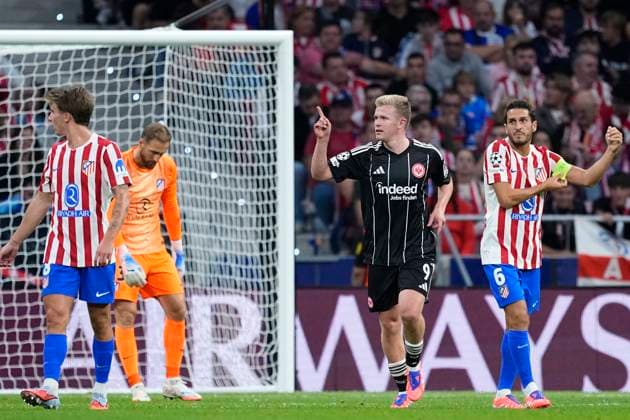 September 30, 2025, Madrid, Madrid, Spain: Jonathan Burkardt of Eintracht FrankfurtÃ¢â‚¬¹Ã¢â‚¬¹ celebrates a goal during the UEFA Champions League 2025 26 League Phase MD2 match between Atletico de Madrid and Eintracht Frankfurt at Riyadh Air Metropolitano on September 30, 2025, in Madrid, Spain. Madrid Spain - ZUMAa181 20250930_zaa_a181_279 Copyright: xOscarxJ.xBarrosox