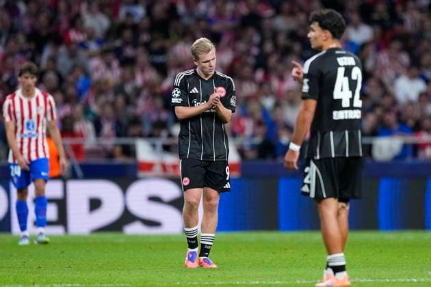 September 30, 2025, Madrid, Madrid, Spain: Jonathan Burkardt of Eintracht FrankfurtÃ¢â‚¬¹Ã¢â‚¬¹ celebrates a goal during the UEFA Champions League 2025 26 League Phase MD2 match between Atletico de Madrid and Eintracht Frankfurt at Riyadh Air Metropolitano on September 30, 2025, in Madrid, Spain. Madrid Spain - ZUMAa181 20250930_zaa_a181_280 Copyright: xOscarxJ.xBarrosox