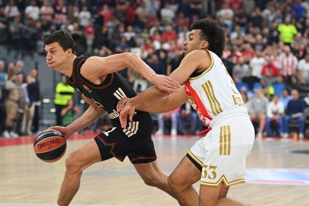 VLADIMIR LUCIC FCB , action,duel against Jordan NWORA Belgrade Basketball Euro League,season 2025 2026, FC Bayern Muenchen Red Star Belgrade on 02 10 2025, S A P G A R D EN