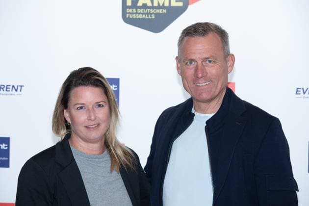 Ingo ANDERBRUEGGE, Anderbrügge, former soccer player, with wife Katrin, Red Carpet, Red Carpet Show, Arrival, HALL OF FAME Award Ceremony 2025 on 06 10 2025 at the German Football Museum in Dortmund Germany Â
