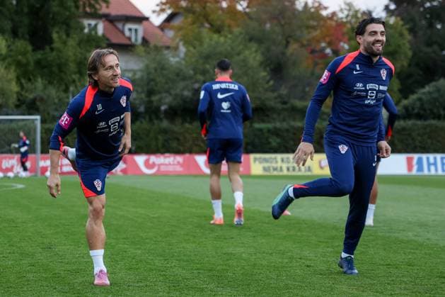 Training session of Croatian National Football Team, Day 2 Luka Modric and Mateo Kovacic of Croatia during the training session at Maksimir Stadium in Zagreb, Croatia, on October 07, 2025.  MatijaxHabljak PIXSELL
