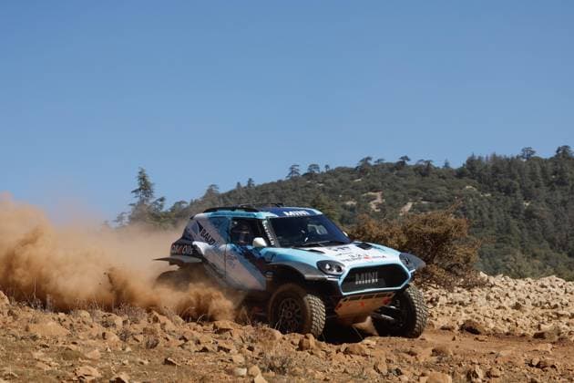W2RC - RALLYE DU MAROC 2025 224 BAUD Lionel (FRA), BAUD Lucie (FRA), X-Raid Mini JCW, Mini JCW Rally 3.0D, FIA W2RC, Ultimate T1+, action, during the Private of the Rallye du Maroc 2025, 5th round of the 2025 WR2C from October 9 to 10, 2025 in Arzou, Morocco - ArzouMorocco Copyright: xFREDERICxLExFLOCxHx