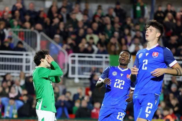 2027 UEFA Under 21 European Championship, EM, Europameisterschaft Qualifier, Turner™s Cross, Cork 10 10 2025 Republic of Ireland vs Slovakia Ireland s Jad Hakiki reacts to a missed goal chance Jad Hakiki reacts to a missed goal chance 10 10 2025  Copyright: x INPHO BryanxKeanex 0S2A5315 copy