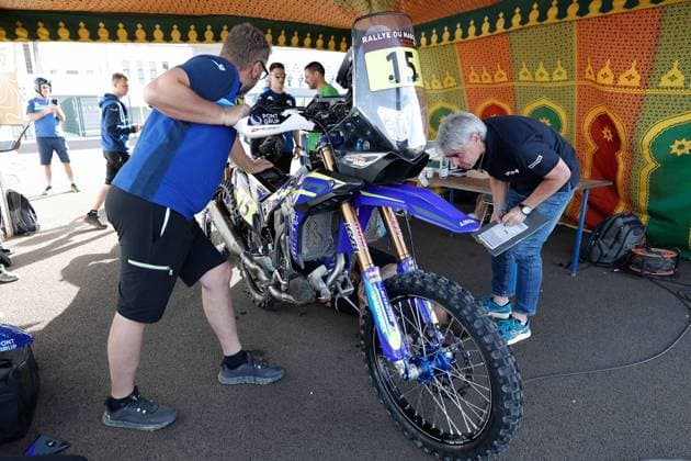 W2RC - RALLYE DU MAROC 2025 15 SANTOLINO Lorenzo (ESP), Sherco TVS Rally Factory, Sherco 450 Rally Replica, RallyGP, during the Scrutineering of the Rallye du Maroc 2025, 5th round of the 2025 WR2C from October 10 to 11, 2025 in Fes, Morocco - FesMorocco  Copyright: xFREDERICxLExFLOCxHx