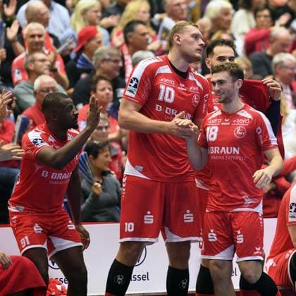 Florian Drosten MT Melsungen 18 , Sadou Ntanzi MT Melsungen 91 , Dainis Kristopans MT Melsungen 10 , GER, MT Melsungen SC DHfK Leipzig, Handball, 1 Bundesliga, Matchday 8, Season 2025 2026, 10 10 2025, GER, MT Melsungen SC DHfK Leipzig, Handball, 1 Bundesliga, Matchday 8, Season 2025 2026, 10 10 2025 Kassel Copyright: xEibner-Pressefotox xRolandxSippelx EP_RSL