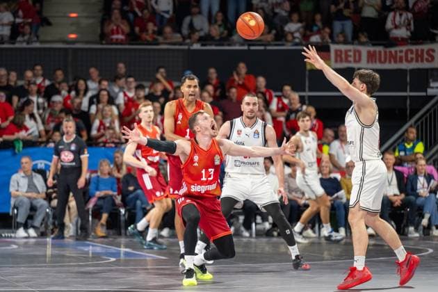 Andreas Obst 13 FC Bayern Basketball with mouth wide open, FC Bayern Basketball vs BMA365 Bamberg Baskets, BBL, Matchday 4, 12 10 2025 Munich Bavaria Germany Copyright: xkolbert-press UlrichxGamelx