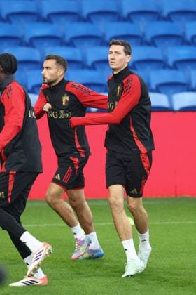 Belgium s Hans Vanaken pictured during a training session of Belgian national soccer team Red Devils in Cardiff, Wales on Sunday 12 October 2025. The team is preparing for tomorrow s match against Wales, qualifier 6 8 for the 2026 World Cup. BRUNOxFAHY  x136620896x