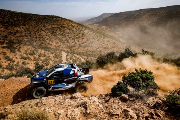 W2RC - RALLYE DU MAROC 2025 211 GOCZAL Marek (POL), MARTON Maciej (POL), Energylandia Rally Team, Toyota Hilux, FIA W2RC, Ultimate T1+, action during the Stage 1 of the Rallye du Maroc 2025, 5th round of the 2025 WR2C on October 13, 2025 between Fes and Erfoud, Morocco - ErfoudMorocco  Copyright: xJULIENxDELFOSSEx