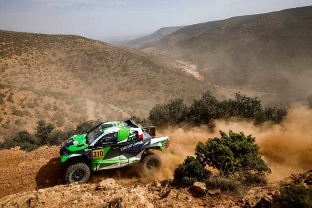 W2RC - RALLYE DU MAROC 2025 210 GOCZAL Eryk (POL), GOSPODARCZYK Szymon (POL), Energylandia Rally Team, Toyota Hilux, FIA W2RC, Ultimate T1+, action during the Stage 1 of the Rallye du Maroc 2025, 5th round of the 2025 WR2C on October 13, 2025 between Fes and Erfoud, Morocco - ErfoudMorocco Copyright: xJULIENxDELFOSSEx