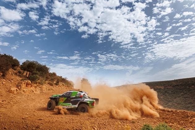 W2RC - RALLYE DU MAROC 2025 210 GOCZAL Eryk (POL), GOSPODARCZYK Szymon (POL), Energylandia Rally Team, Toyota Hilux, FIA W2RC, Ultimate T1+, action, during the Stage 1 of the Rallye du Maroc 2025, 5th round of the 2025 WR2C on October 13, 2025 between Fes and Erfoud, Morocco - ErfoudMorocco Copyright: xFREDERICxLExFLOCxHx