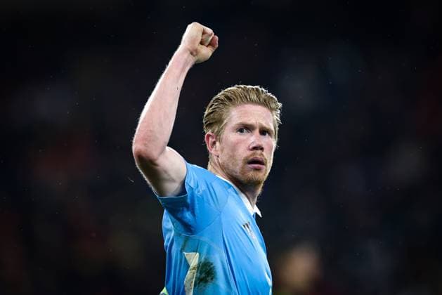 Belgium s Kevin De Bruyne celebrates after scoring during a soccer game between Wales and Belgian national team, Nationalteam Red Devils, in Cardiff, Wales on Sunday 12 October 2025, qualifier 6 8 for the 2026 FIFA World Cup, WM, Weltmeisterschaft, Fussball BRUNOxFAHY x136714242x