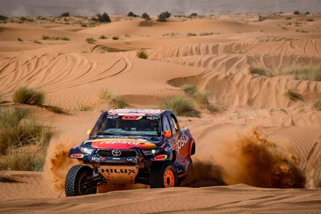 W2RC - RALLYE DU MAROC 2025 230 ESTEVE Isidre (ESP), VILLALOBOS JosÃ Maria (ESP), Repsol Toyota Rally Team, Toyota Hilux, FIA, Ultimate T1+, action during the Stage 2 of the Rallye du Maroc 2025, 5th round of the 2025 WR2C on October 14, 2025 around Erfoud, Morocco - ErfoudMorocco  Copyright: xJULIENxDELFOSSEx