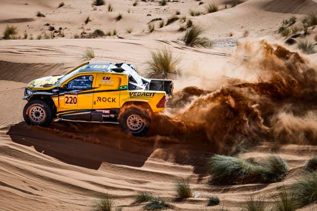 W2RC - RALLYE DU MAROC 2025 220 BAUMGART Marcos (BRA), CINCEA Kleber (BRA), SVR, Toyota Hilux IMT Evo, FIA, Ultimate T1+, action during the Stage 2 of the Rallye du Maroc 2025, 5th round of the 2025 WR2C on October 14, 2025 around Erfoud, Morocco - ErfoudMorocco Copyright: xJULIENxDELFOSSEx