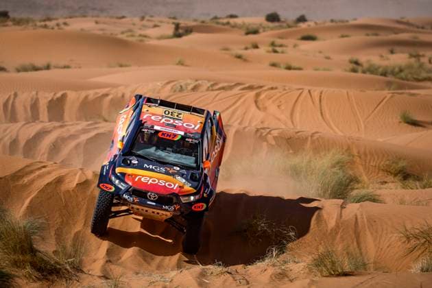 W2RC - RALLYE DU MAROC 2025 230 ESTEVE Isidre (ESP), VILLALOBOS JosÃ Maria (ESP), Repsol Toyota Rally Team, Toyota Hilux, FIA, Ultimate T1+, action during the Stage 2 of the Rallye du Maroc 2025, 5th round of the 2025 WR2C on October 14, 2025 around Erfoud, Morocco - ErfoudMorocco  Copyright: xJULIENxDELFOSSEx