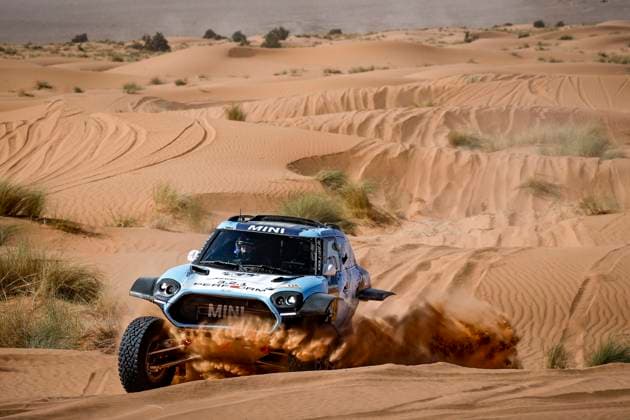 W2RC - RALLYE DU MAROC 2025 224 BAUD Lionel (FRA), BAUD Lucie (FRA), X-Raid Mini JCW, Mini JCW Rally 3.0D, FIA W2RC, Ultimate T1+, action during the Stage 2 of the Rallye du Maroc 2025, 5th round of the 2025 WR2C on October 14, 2025 around Erfoud, Morocco - ErfoudMorocco Copyright: xJULIENxDELFOSSEx