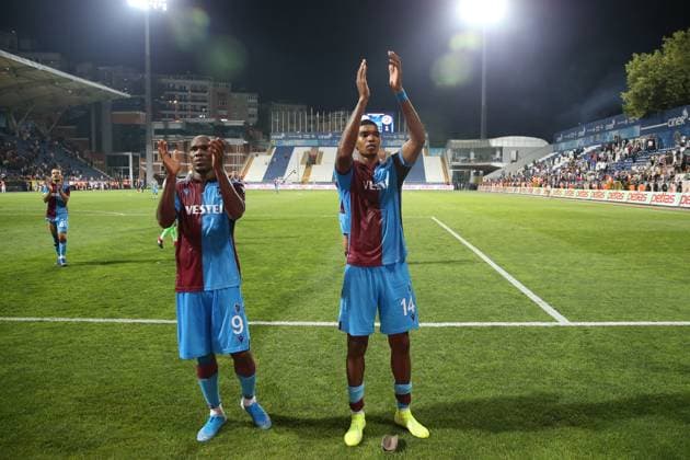 Kasimpasa v Trabzonspor: Turkish Super Lig ISTANBUL, TURKEY - AUGUST 18: Anthony Nwakaeme (9) and Ivanildo Fernandes (14) of Trabzonspor greet the fans after Turkish Super Lig soccer match between Kasimpasa and Trabzonspor at Recep Tayyip Erdogan Stadium in Istanbul, Turkey on August 18, 2019. Istanbul Turkey. Editorial use only. Please get in touch for any other usage.  Copyright: x2025xAnadoluxArifxHüdaverdixYamanx