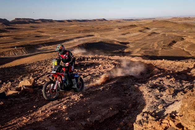 W2RC - RALLYE DU MAROC 2025 42 VAN BEVEREN Adrien (FRA), Monster Energy Honda HRC, Honda CRF 450, FIM W2RC, RallyGP, action during the Stage 3 of the Rallye du Maroc 2025, 5th round of the 2025 WR2C on October 15, 2025 around Erfoud, Morocco - ErfoudMorocco Copyright: xJULIENxDELFOSSEx