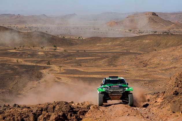 W2RC - RALLYE DU MAROC 2025 210 GOCZAL Eryk (POL), GOSPODARCZYK Szymon (POL), Energylandia Rally Team, Toyota Hilux, FIA W2RC, Ultimate T1+, action during the Stage 3 of the Rallye du Maroc 2025, 5th round of the 2025 WR2C on October 15, 2025 around Erfoud, Morocco - ErfoudMorocco Copyright: xJULIENxDELFOSSEx